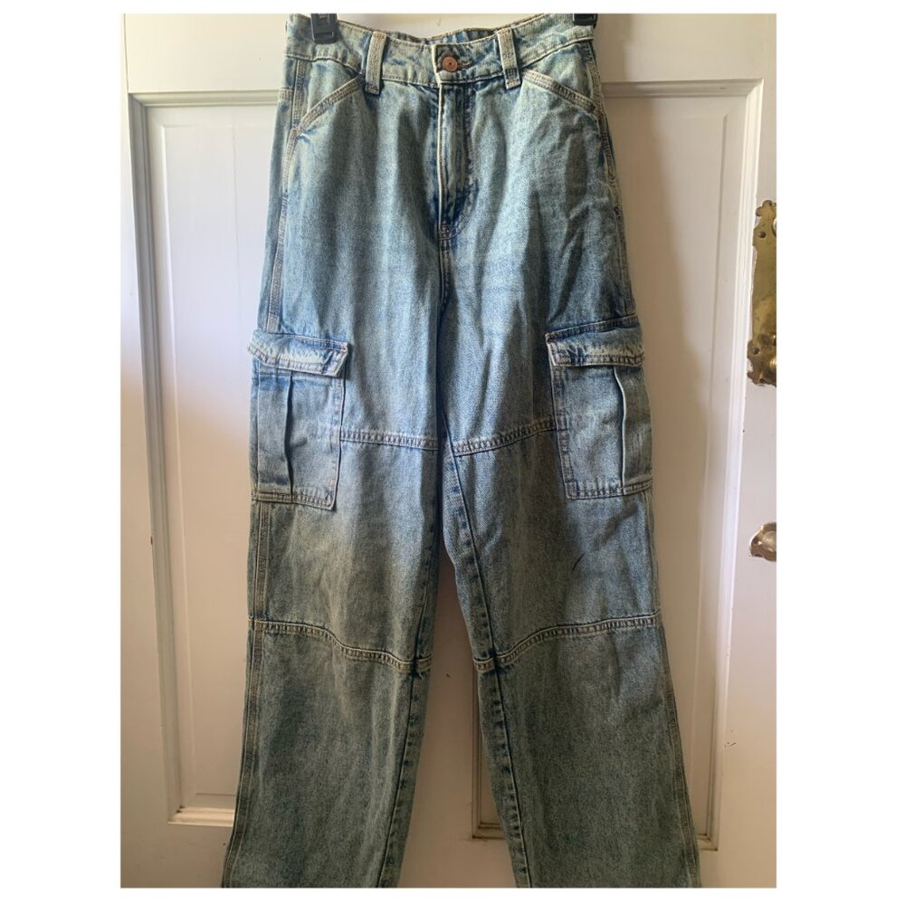 Denim Jeans with Cargo Pockets - Size S